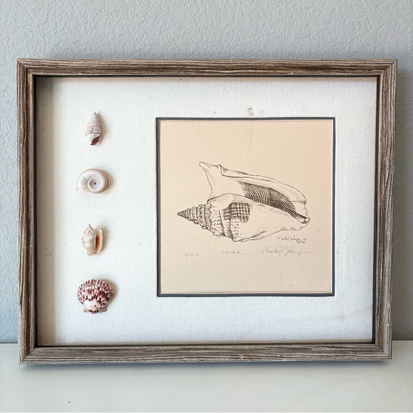 Conch By Monty Johnson 1975 Hand Signed Limited Print 74/400 Framed 20.5”x16.5”